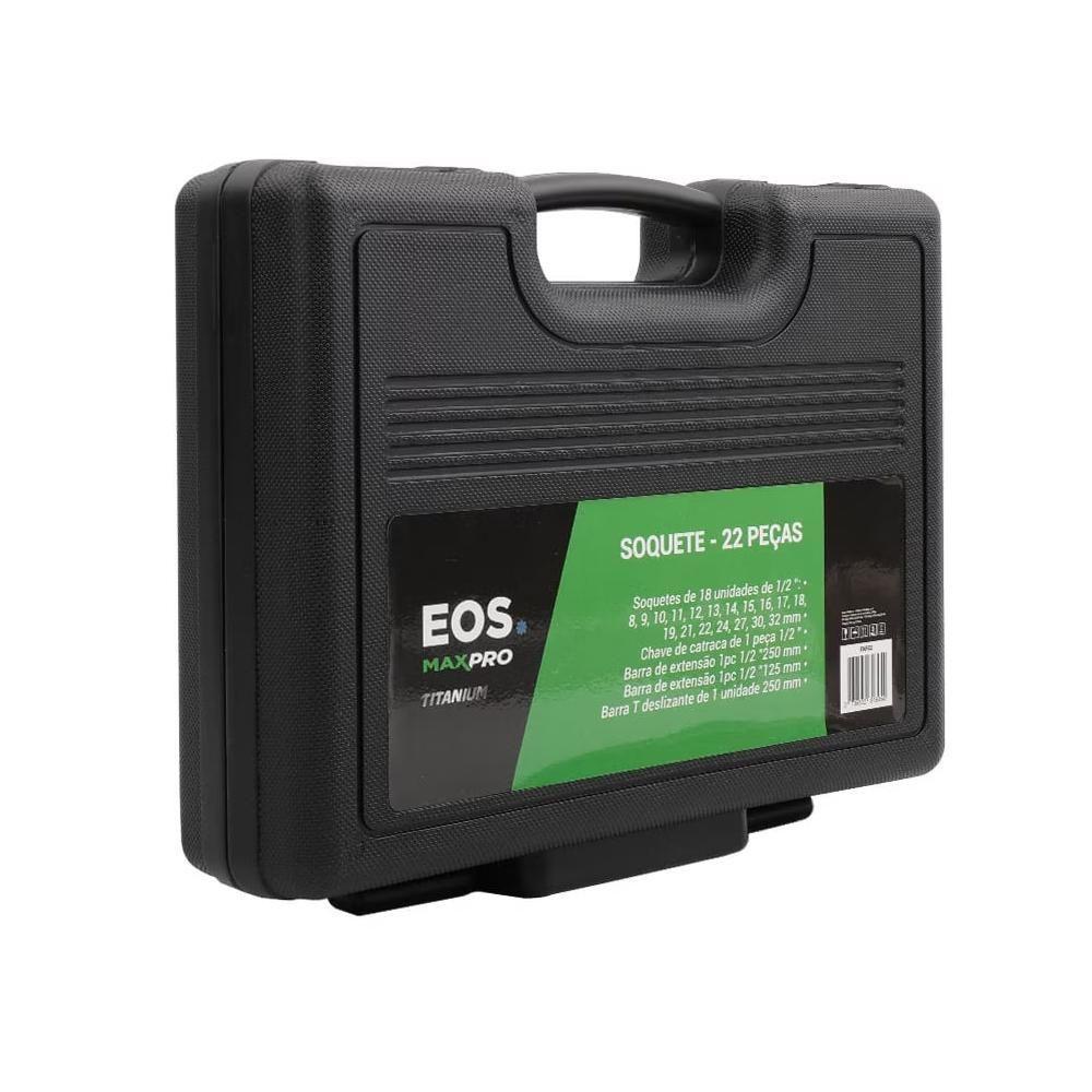 Jogo De Soquetes Crv Titanium 22 Peças Com Maleta Ekf02 - Eos - 2