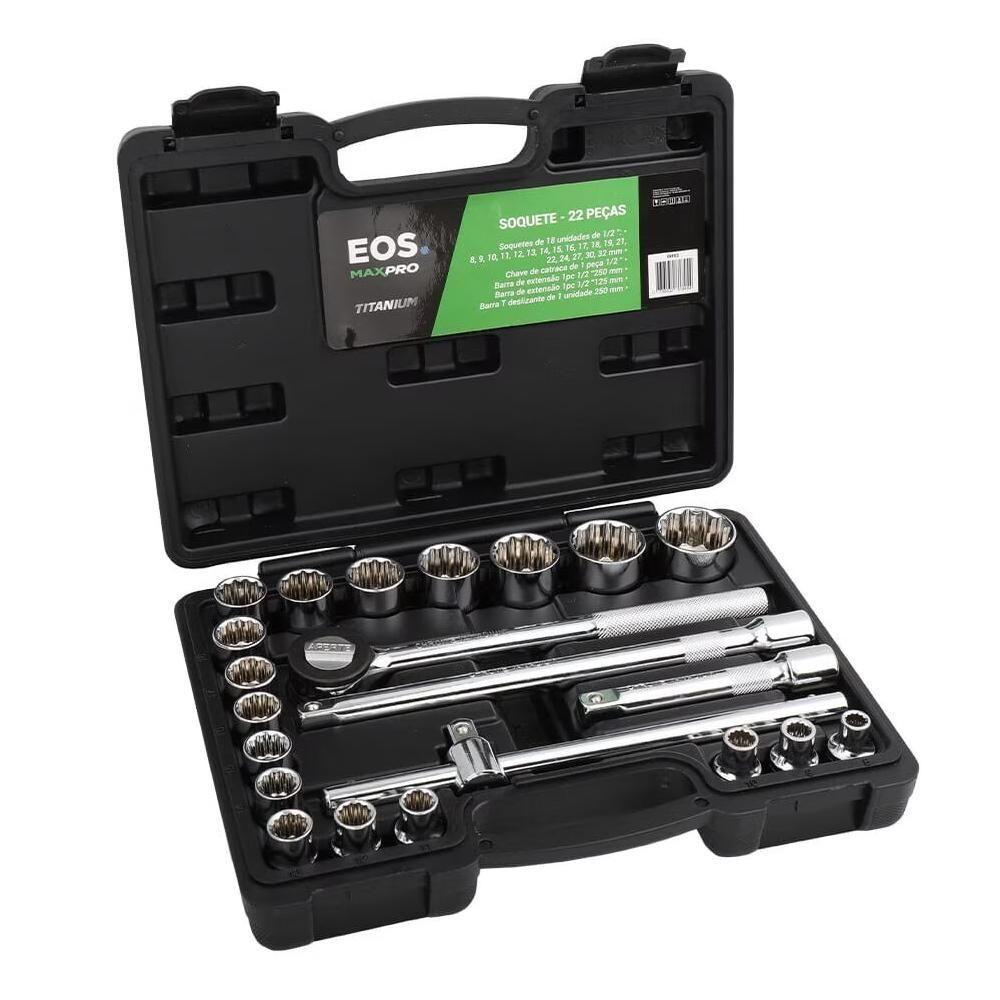Jogo De Soquetes Crv Titanium 22 Peças Com Maleta Ekf02 - Eos - 3