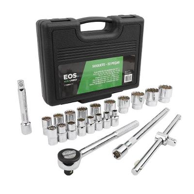 Jogo De Soquetes Crv Titanium 22 Peças Com Maleta Ekf02 - Eos