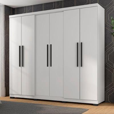 Guarda Roupa Casal Diamante 6000-50 6 Portas de Bater 4 Gavetas Branco Brilho