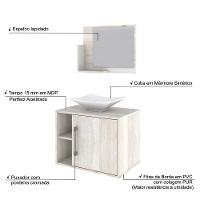 Conjunto Balcão C-cuba L38 E Espelheira Soft 600 Nogal C-preto ônix Snow