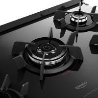 Fogão Dako 5 Bocas Com Mesa De Vidro Tripla Chama Supreme Timer Glass Titanium Bivolt