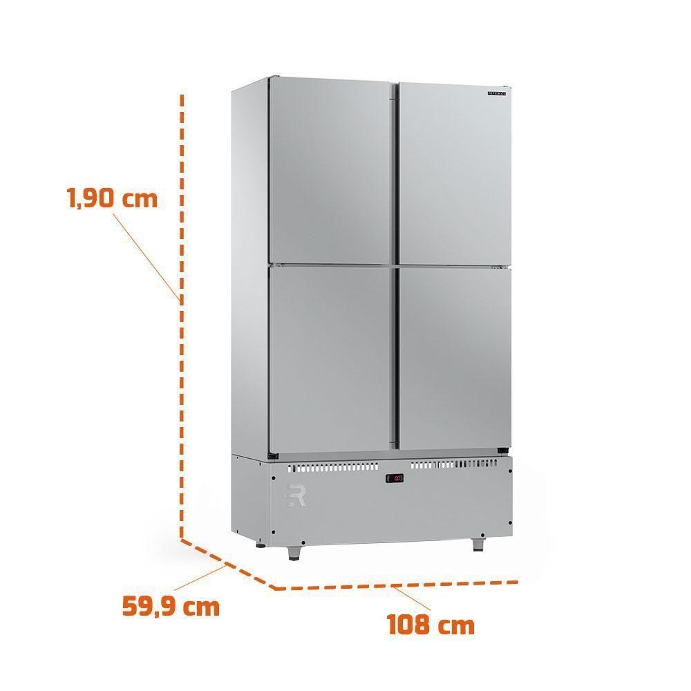 Mini Câmara 4 Portas Resfriados 744l Inox 0 A 7ºc Ar Forçado Motor Inferior Mcr4p - Refrimate 110V - 2