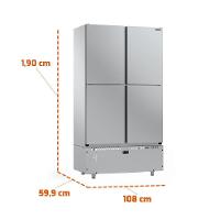 Mini Câmara 4 Portas Resfriados 744l Inox 0 A 7ºc Ar Forçado Motor Inferior Mcr4p - Refrimate 110V - 2