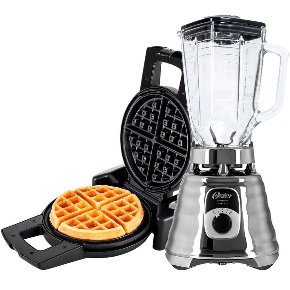 Kit Liquidificador Oster New Osterizer Chrome E Máquina De Waffle 220V - 1