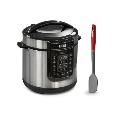 Panela de Pressão Elétrica Digital Eos EPP60DI 6L 1000W Inox Vermelho 220V