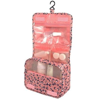 Necessaire Em Nylon Organizadora Higiene Para Viagem Cor:onça Rosa