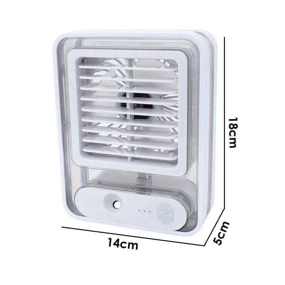 Ventilador Portatil Umidifcador Luminaria Usb De Mesa 3 Velocidades Branco - 3