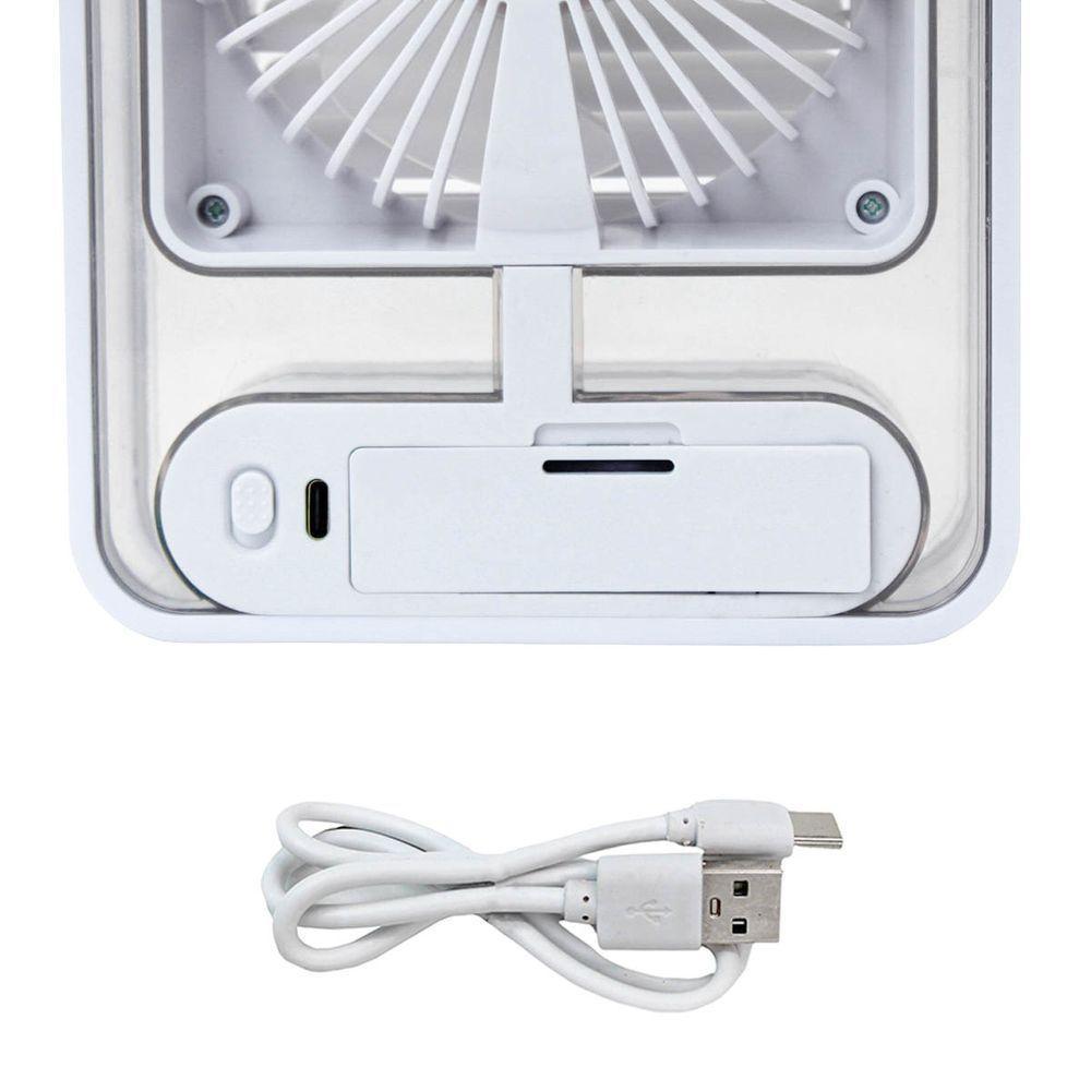 Ventilador Portatil Umidifcador Luminaria Usb De Mesa 3 Velocidades Branco - 4