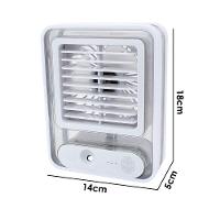 Ventilador Portatil Umidifcador Luminaria Usb De Mesa 3 Velocidades Branco - 3