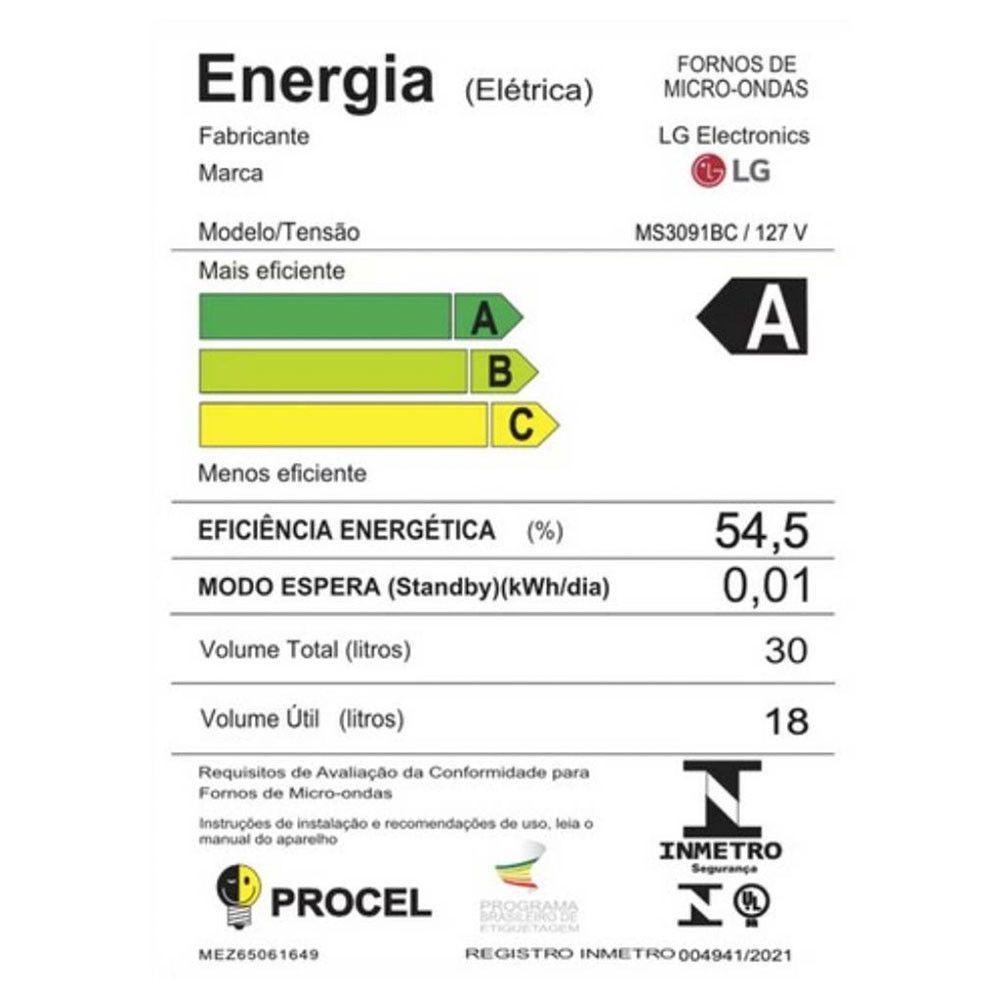 Micro-ondas LG 30L Branco MS3091BC 110V - 9