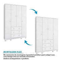 Jogo De Quarto Infantil Júnior Guarda Roupa 4 Portas E Berço Uli Branco Brilho - Móveis Peroba