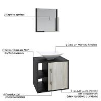 Conjunto Balcão C-cuba L38 E Espelheira Soft 500 Preto ônix C-nogal Preto Onix C-snow