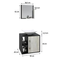 Conjunto Balcão C-cuba L38 E Espelheira Soft 500 Preto ônix C-nogal Preto Onix C-snow - 5