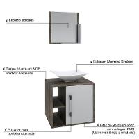 Conjunto Balcão C-cuba L38 E Espelheira Soft 500 Carvalho Dark Carvalho Dark C-branco Chess