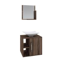 Conjunto Balcão C-cuba L38 E Espelheira Soft 500 Carvalho Dark C-preto ônix Nogal - 2