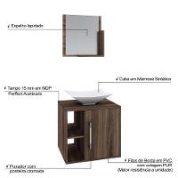 Conjunto Balcão C-cuba L38 E Espelheira Soft 500 Carvalho Dark C-preto ônix Nogal