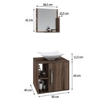 Conjunto Balcão C-cuba L38 E Espelheira Soft 500 Carvalho Dark C-preto ônix Nogal - 5