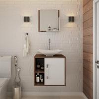 Conjunto Balcão C-cuba L38 E Espelheira Soft 500 Nogal Nogal C-branco Chess - 1