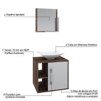 Conjunto Balcão C-cuba L38 E Espelheira Soft 500 Nogal Nogal C-branco Chess