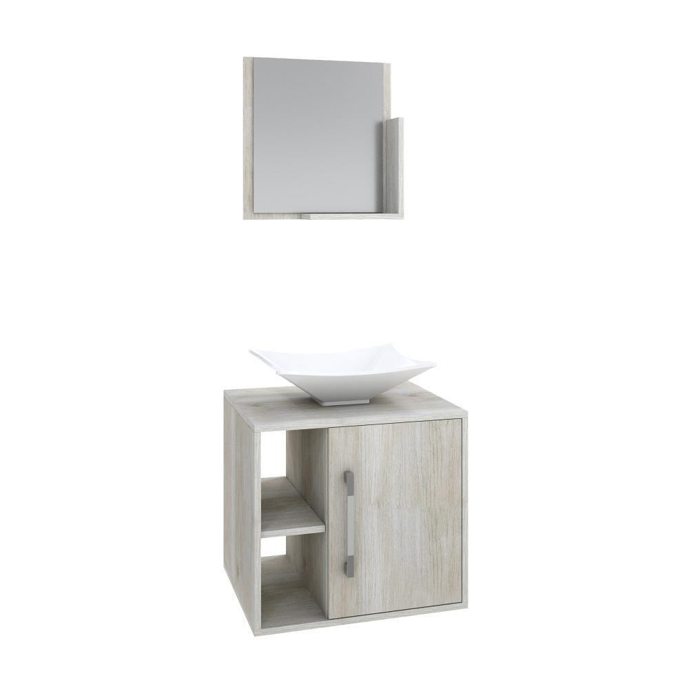 Conjunto Balcão C-cuba L38 E Espelheira Soft 500 Nogal C-preto ônix Snow - 2