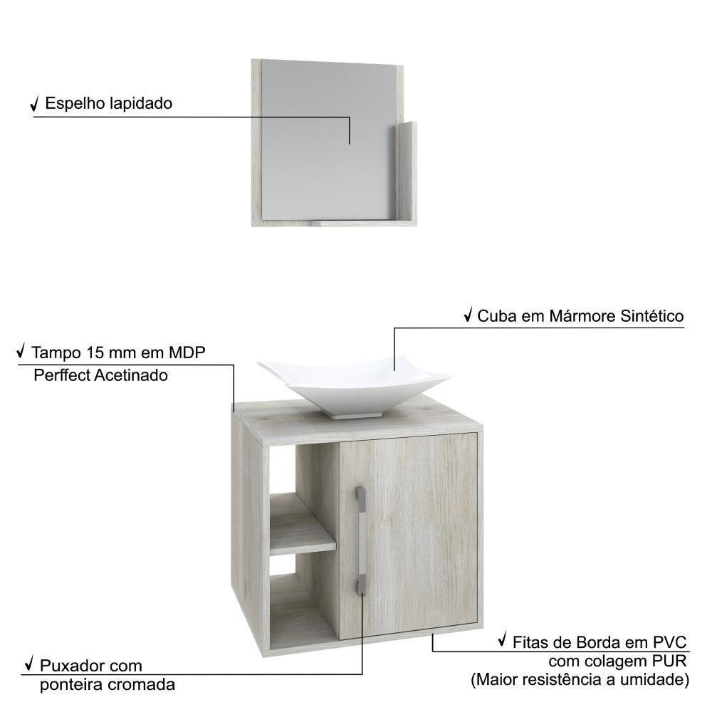 Conjunto Balcão C-cuba L38 E Espelheira Soft 500 Nogal C-preto ônix Snow - 4