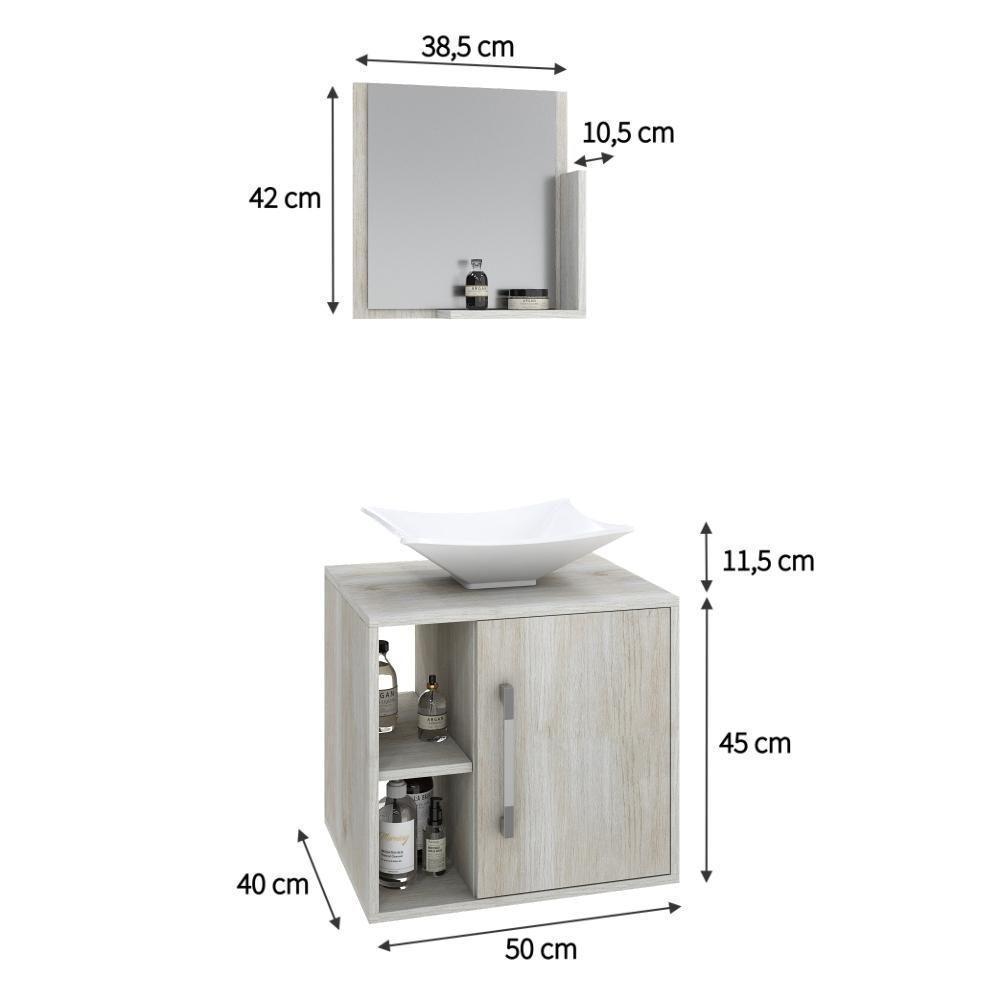 Conjunto Balcão C-cuba L38 E Espelheira Soft 500 Nogal C-preto ônix Snow - 5