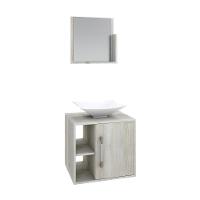 Conjunto Balcão C-cuba L38 E Espelheira Soft 500 Nogal C-preto ônix Snow - 2