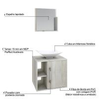 Conjunto Balcão C-cuba L38 E Espelheira Soft 500 Nogal C-preto ônix Snow