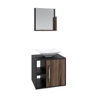 Conjunto Balcão C-cuba L38 E Espelheira Soft 500 Preto ônix C-carvalho Dark Preto ônix C-nogal - 2