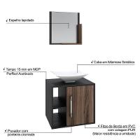 Conjunto Balcão C-cuba L38 E Espelheira Soft 500 Preto ônix C-carvalho Dark Preto ônix C-nogal