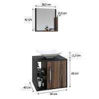 Conjunto Balcão C-cuba L38 E Espelheira Soft 500 Preto ônix C-carvalho Dark Preto ônix C-nogal - 5