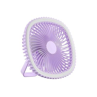 Mini Ventilador De Mesa Luz Ring Light Usb Portátil Potente Silencioso Lilás
