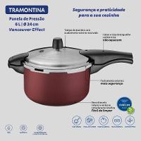 Panela De Pressão Tramontina 6 Litros Grande Vancouver Effect Vermelha - 9