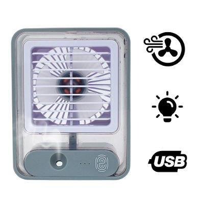Ventilador Portatil Umidifcador Luminaria Usb De Mesa 3 Velocidades Cinza