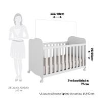 Jogo De Quarto Infantil Uli Guarda Roupa 3 Portas E Berço Branco Brilho - Móveis Peroba - 6