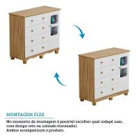 Jogo De Quarto Infantil Uli Cômoda E Berço Branco Brilho/amêndoa - Móveis Peroba - 3