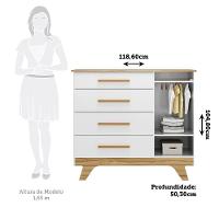 Jogo De Quarto Infantil Retrô Guarda Roupa E Cômoda Branco Brilho/amêndoa - Móveis Peroba - 5