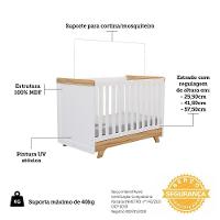 Jogo De Quarto Infantil Retrô Cômoda E Berço Branco Brilho/amêndoa - Móveis Peroba