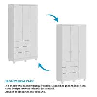 Jogo De Quarto Infantil Júnior Guarda Roupa 3 Portas E Berço Uli Branco Brilho - Móveis Peroba