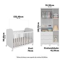 Jogo De Quarto Infantil Júnior Guarda Roupa 3 Portas E Berço Uli Branco Brilho - Móveis Peroba - 6