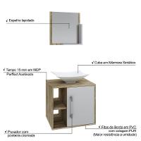 Conjunto Balcão C-cuba L38 E Espelheira Soft 500 Carvalho Carvalho C-branco Chess