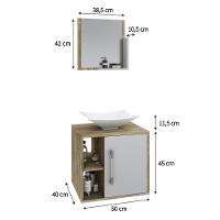 Conjunto Balcão C-cuba L38 E Espelheira Soft 500 Carvalho Carvalho C-branco Chess - 5