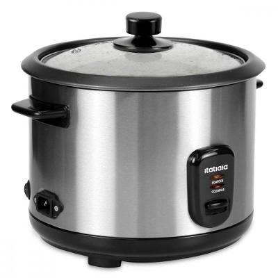 Panela de Arroz Elétrica Itatiaia Midi 1,5L 500W Inox Preto 220V