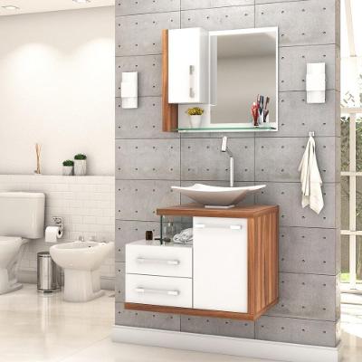Conjunto Balcão C-cuba L38 E Espelheira Legno 650 Branco Chess C-carvalho Dark Branco Chess C-nogal