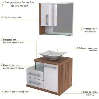 Conjunto Balcão C-cuba L38 E Espelheira Legno 650 Branco Chess C-carvalho Dark Branco Chess C-nogal