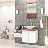 Conjunto Balcão C-cuba L38 E Espelheira Legno 831 Branco Chess C-carvalho Dark Branco Chess C-nogal - 1