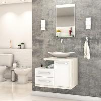 Conjunto Balcão C-cuba L38 E Espelheira Legno 651 Branco Chess C-preto ônix Branco Chess C-snow - 1