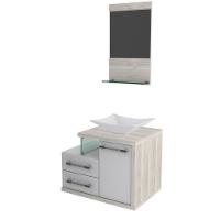 Conjunto Balcão C-cuba L38 E Espelheira Legno 651 Branco Chess C-preto ônix Branco Chess C-snow - 2