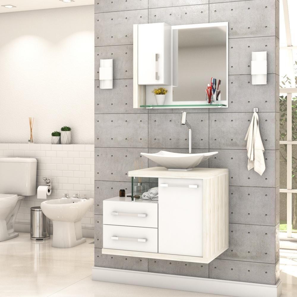 Conjunto Balcão C-cuba L38 E Espelheira Legno 650 Branco Chess C-preto ônix Branco Chess C-snow - 1